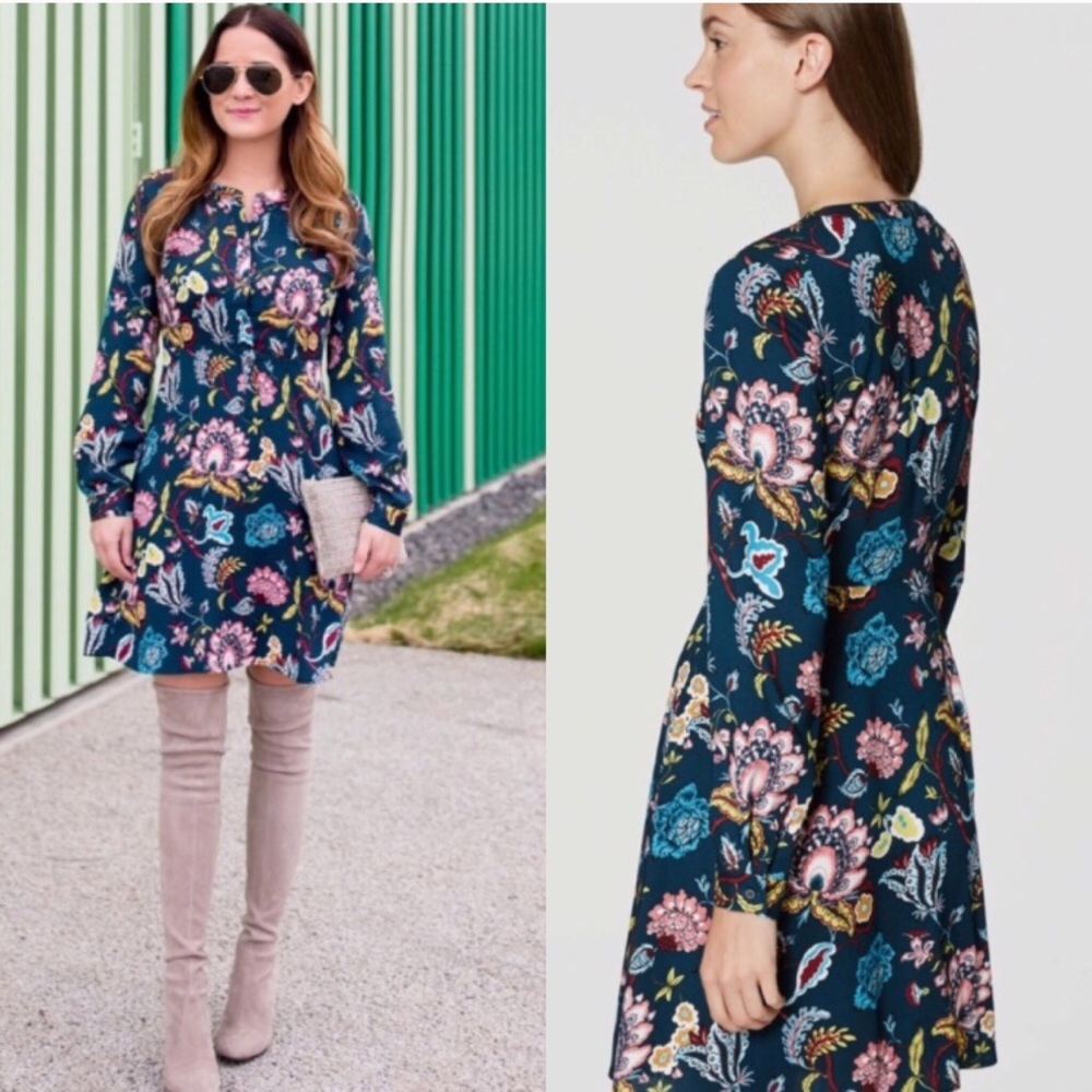 Ann Taylor LOFT Floral Long Sleeve Dress